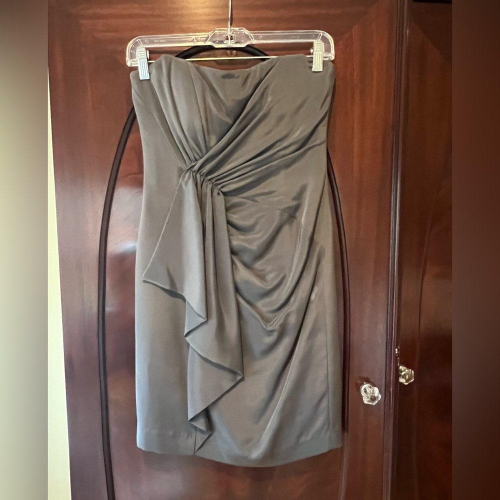 Nikole Miller charcoal grey silk cocktail dress